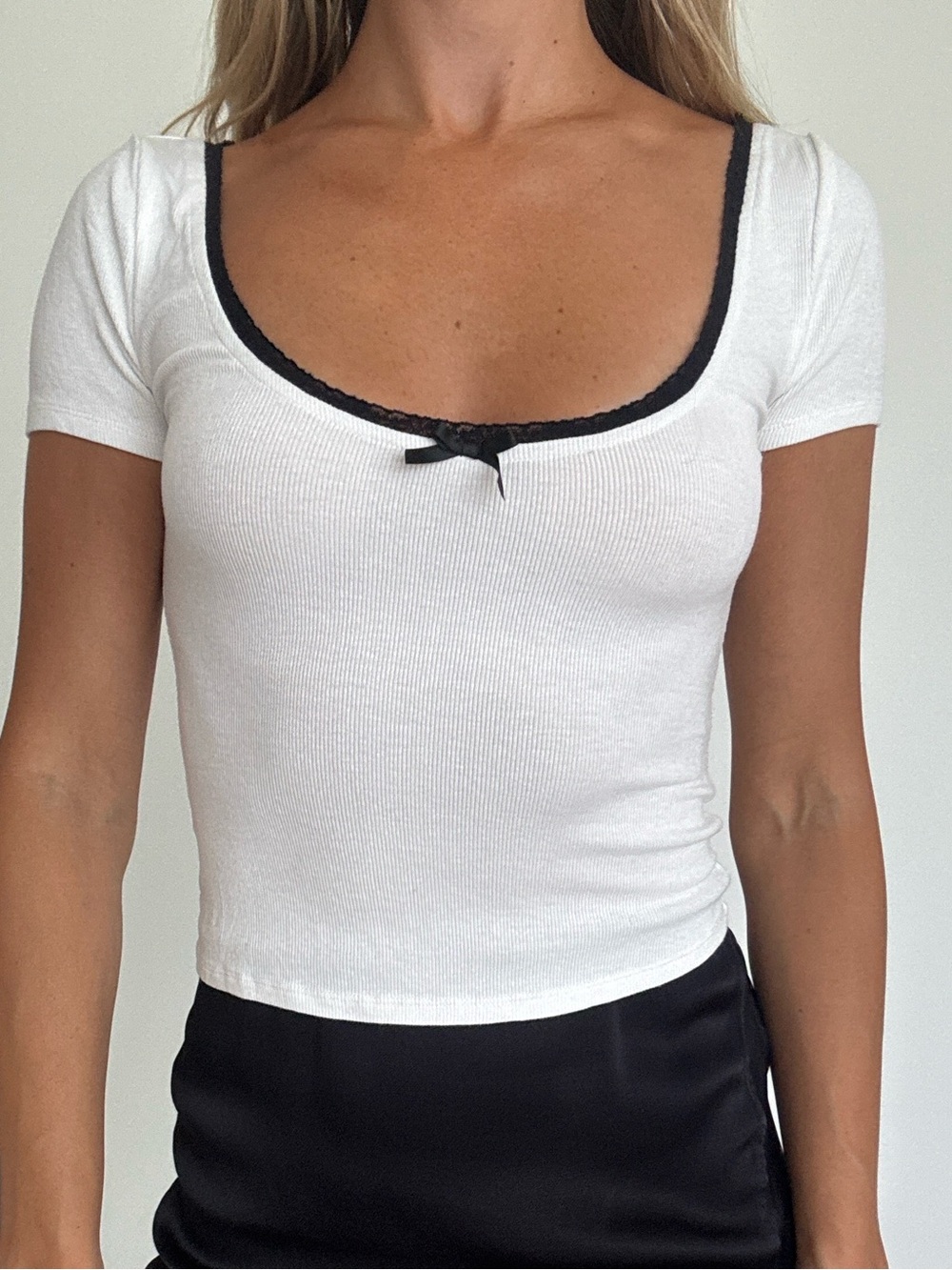 Lovers + Friends White Tee with Black Trim